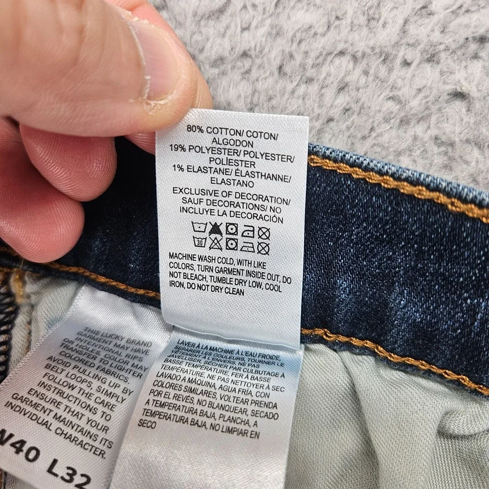 Lucky Brand Jeans Men Size 40x32 121 Slim‎ Straight Blue Denim Zip Fly Stretch